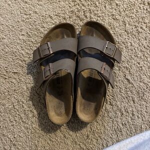 Birkenstock Brown Two-Strap Leather Sandals